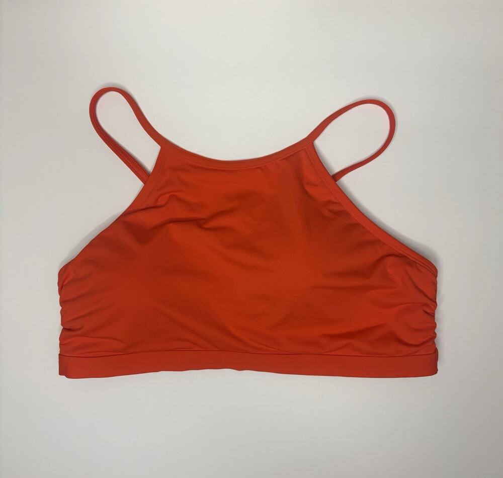 Athleta Macrame High-Neck Padded Bikini Top Vibrant Orange Sz M